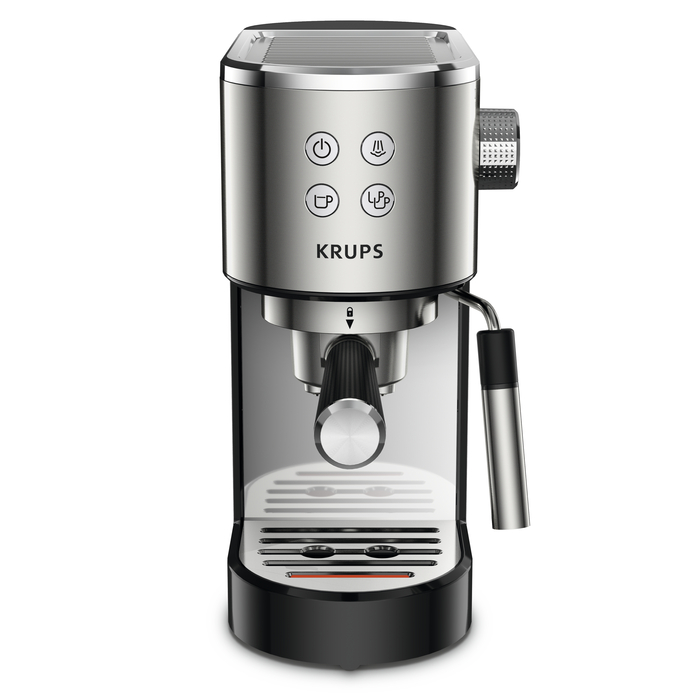 Krups Cafetera espresso Virtuoso - 15 bar de presión, acero inoxidable  negro, diseño compacto y elegante, parada
